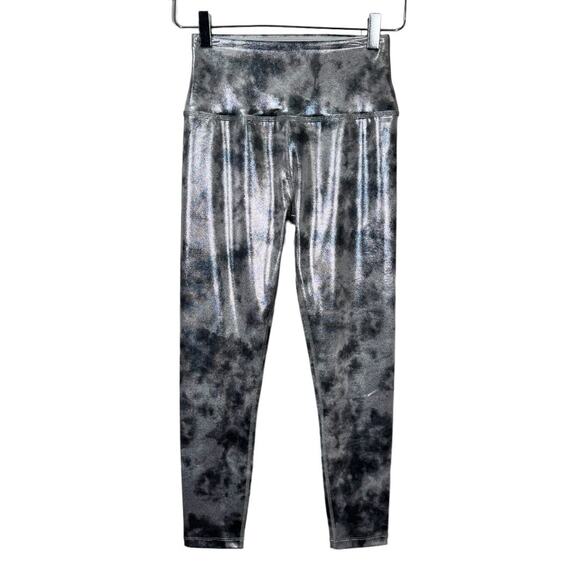 Beyond Yoga Tie Dye High Waisted Midi Legging XS Gray Foil Workout Yoga Metallic - Picture 3 of 7
